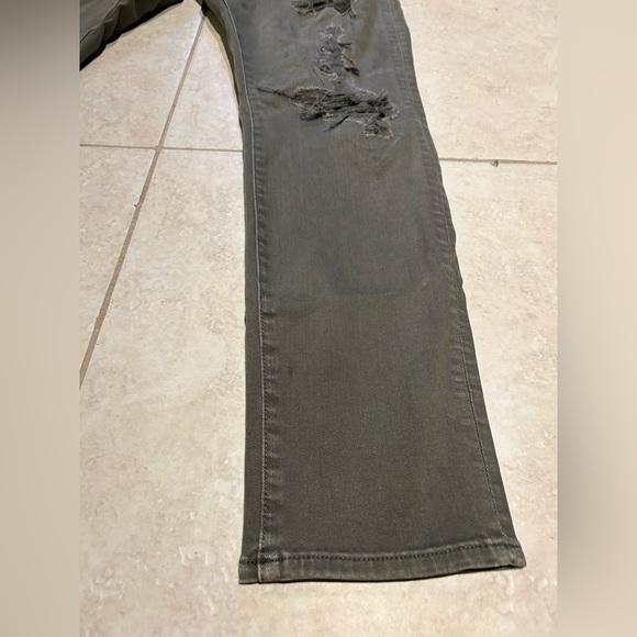 Mens American eagle grey/hint of dark green skinny ripped jeans size 34x32 - Picture 3 of 11